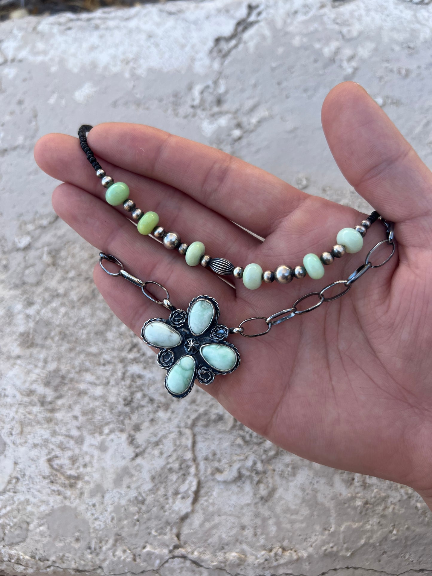 Green Navajo Pearl Bead Necklace