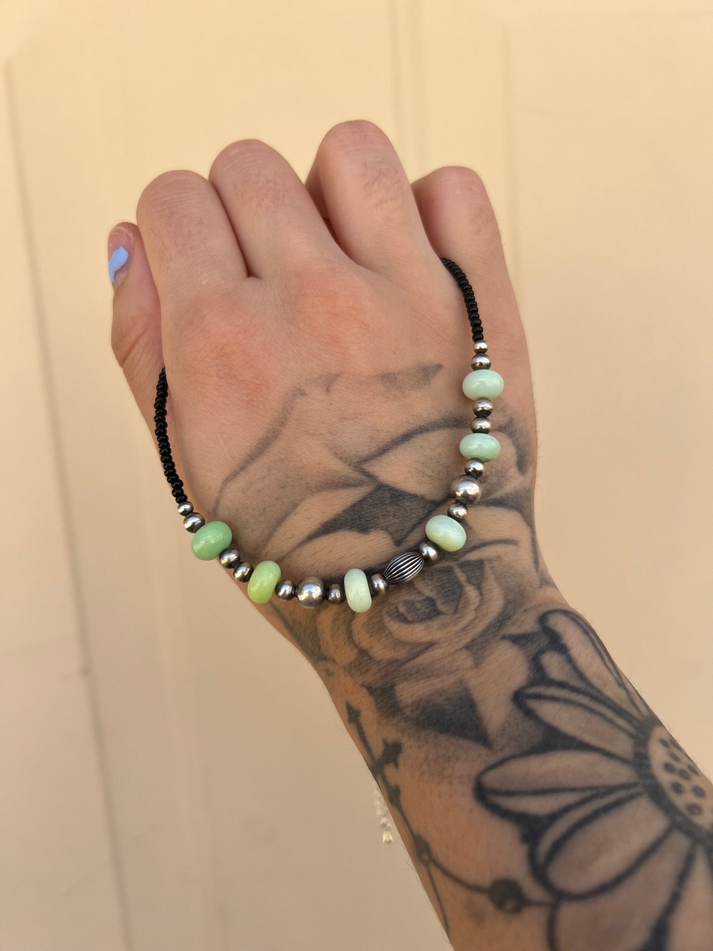 Green Navajo Pearl Bead Necklace