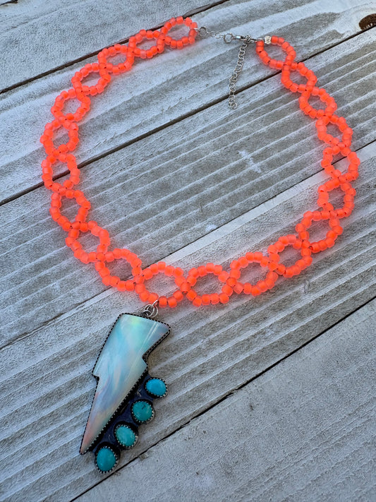 Neon Orange Lightning Bolt
